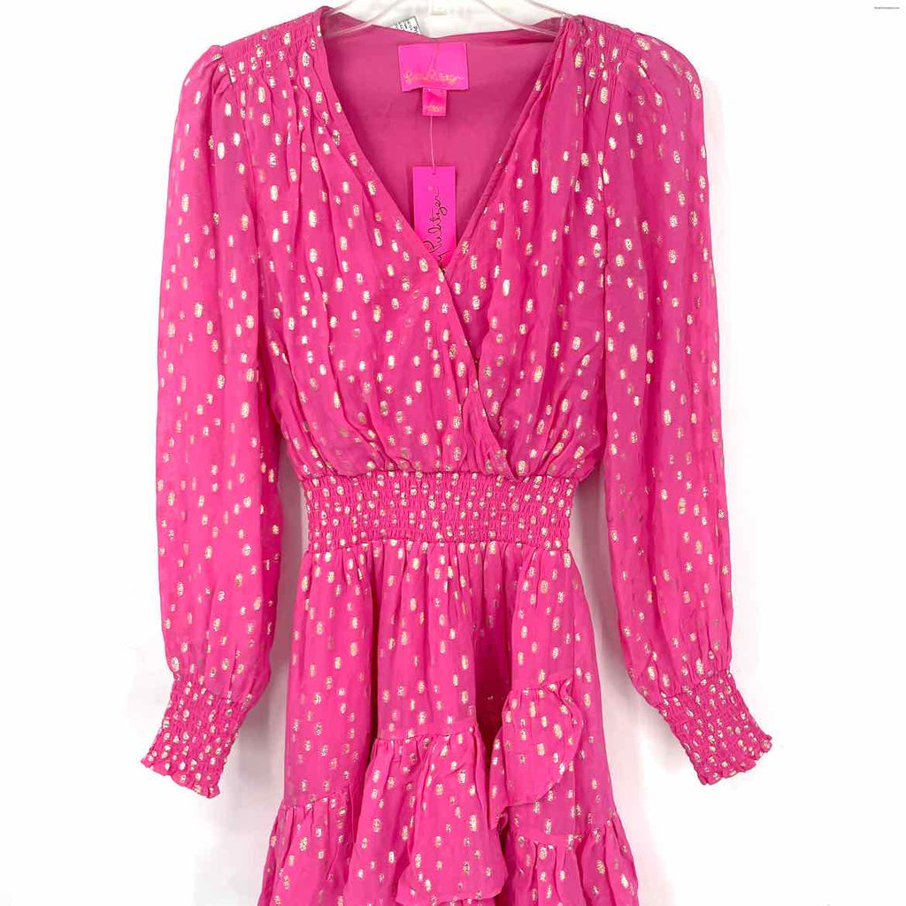 Size 00 LILLY PULITZER Pink Gold Spotted Dress Shop Prior Attire Size 00 LILLY PULITZER Pink Gold Spotted Dress Shop Prior Attire