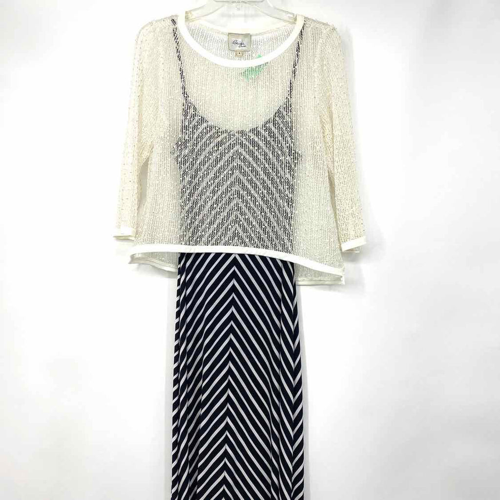 Size MEDIUM ECI Black Cream Stripe 2pc Dress