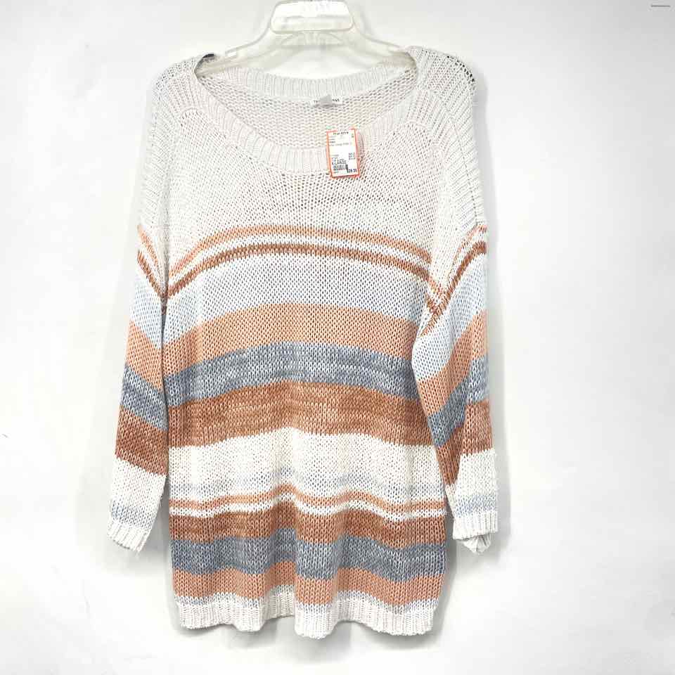 Size X-LARGE TRIBAL White Orange Stripe Sweater