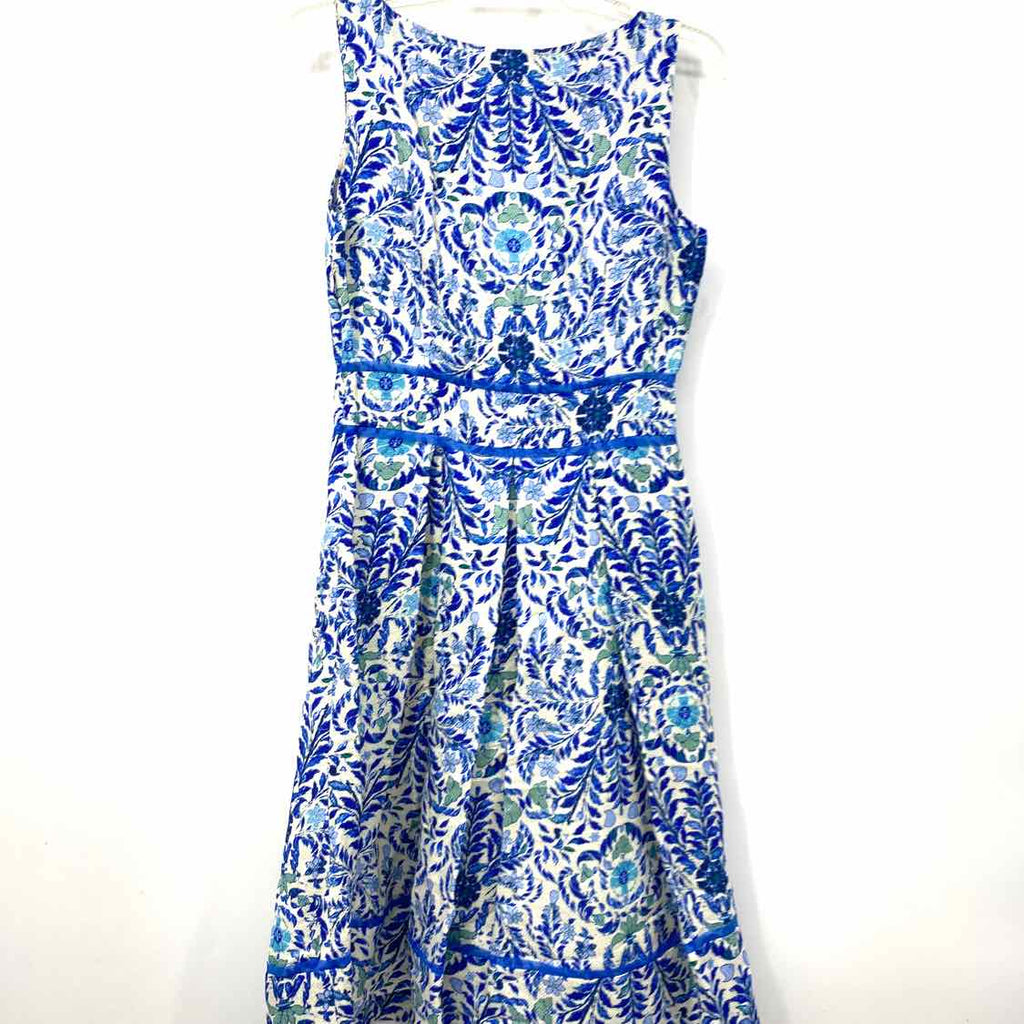 Size 8 Tory Burch Blue White Floral Dress