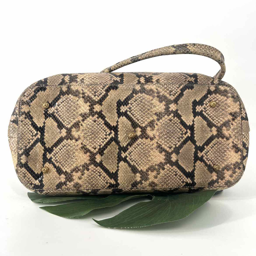 BRAHMIN Taupe Snakeprint Handbag