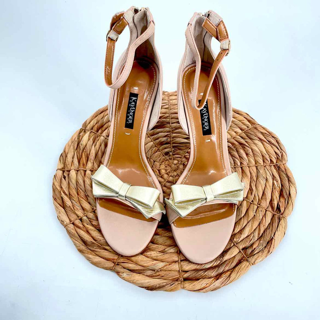 KAY UNGER Size 8.5 Taupe Gold Pumps