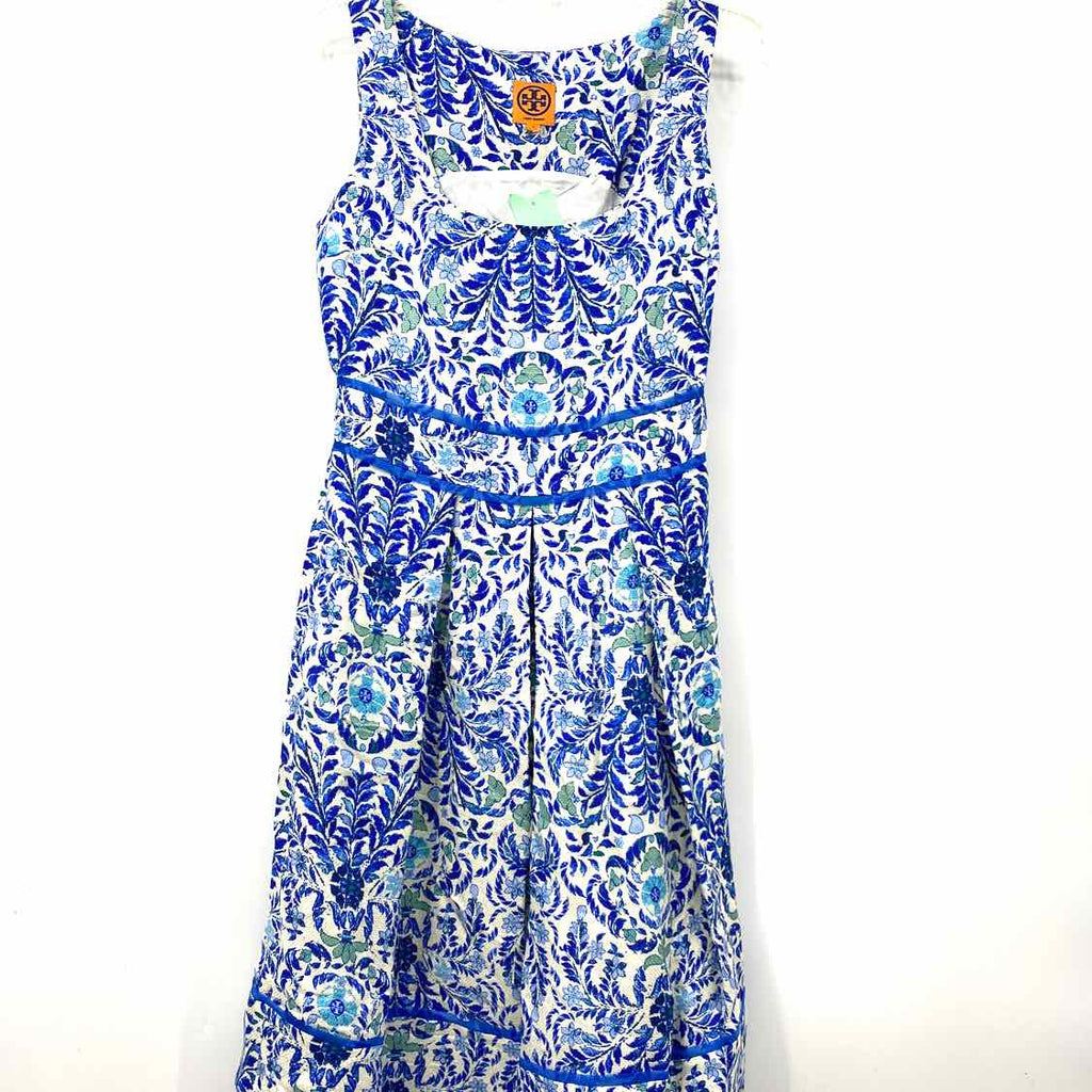 Size 8 Tory Burch Blue White Floral Dress